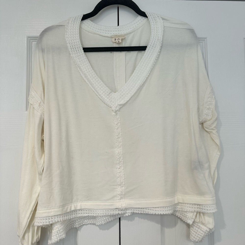 POL cropped white long sleeve